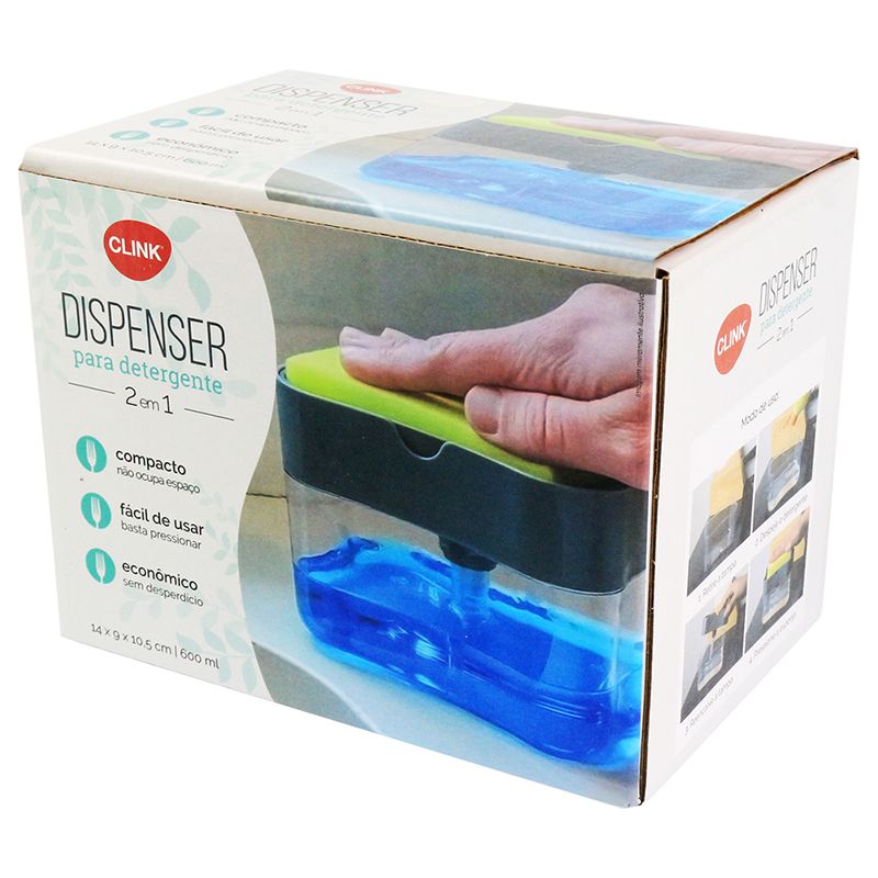 DISPENSER DETERGENTE PLASTICO 14X9X10,5CM 600ML