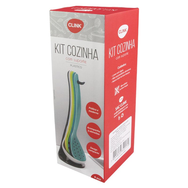 KIT UTENSILIOS COZINHA SUPORTE PLASTICO PP 34X11,5X11,5CM