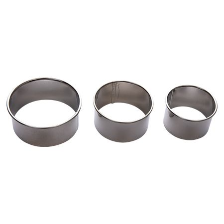 CK5390 - KIT 3 FORMAS CULINARIAS REDONDAS ACO INOX 7,5X3,5X8CM