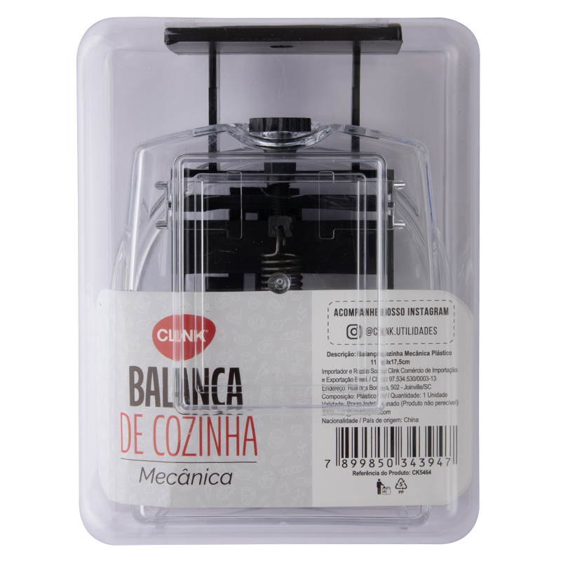 BALANÇA COZINHA MECANICA PLASTICO 1KG 11,5X9X17,5CM