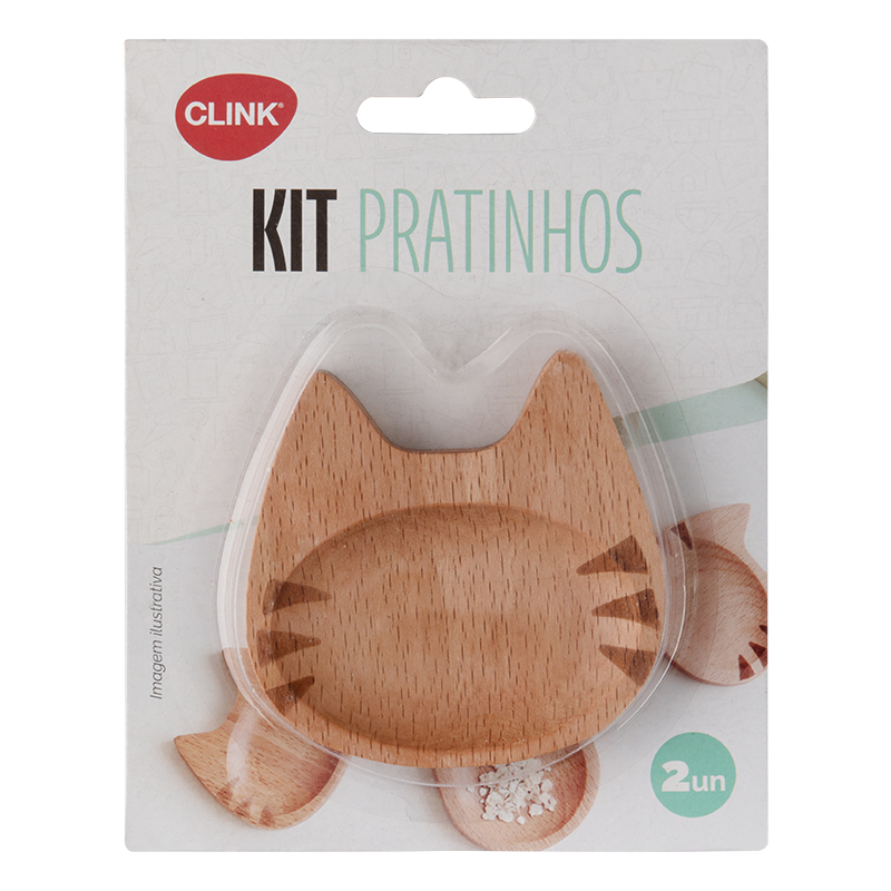 KIT 2 PRATINHOS GATO MADEIRA 7,2X7X1CM