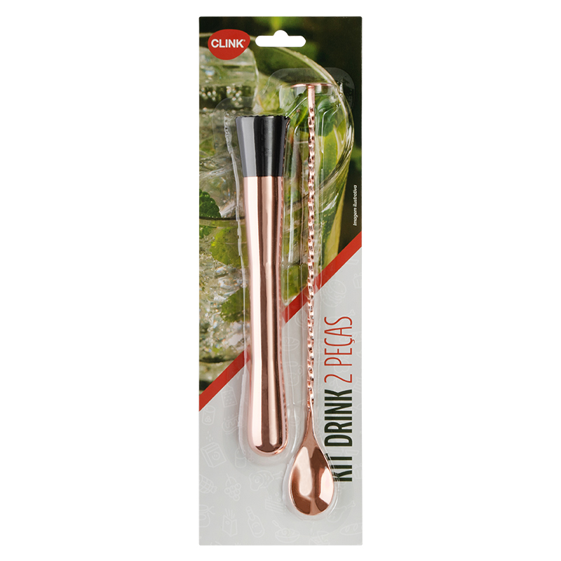 KIT DRINK 2 PCS AÇO INOX ROSE