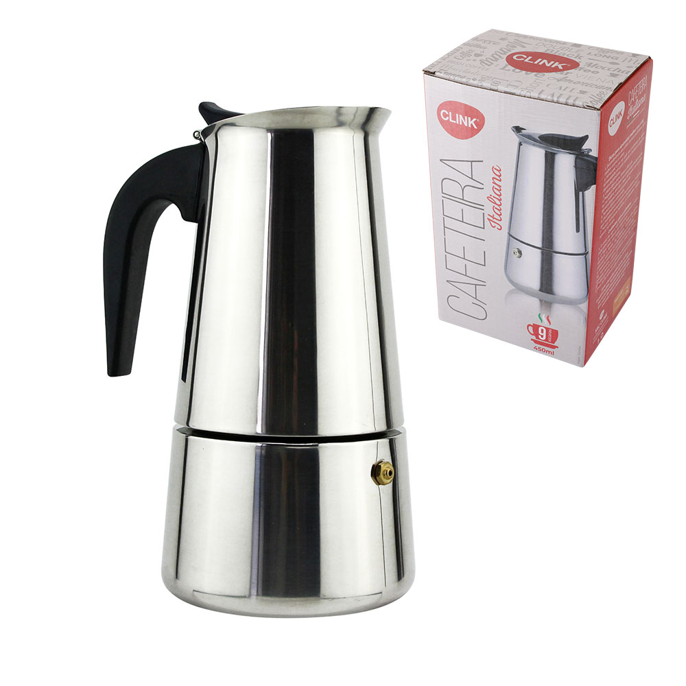 CK6105 - CAFETEIRA ITALIANA 9 XÍCARAS AÇO INOX 10,5CM X 10,5CM X 20,5CM