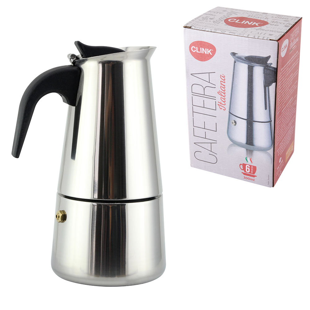 CK6106 - CAFETEIRA ITALIANA 6 XÍCARAS AÇO INOX 9,5CM X 9,5CM X 19CM