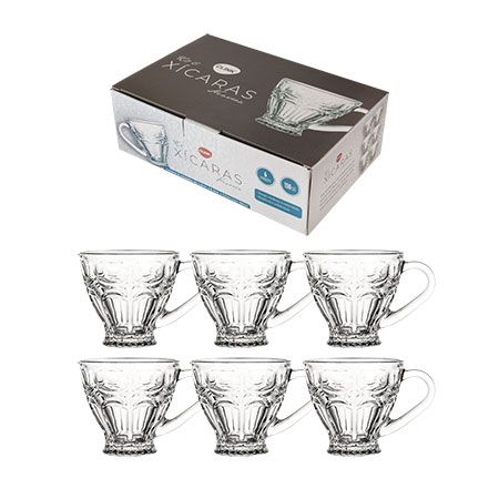 CK6181 - CONJUNTO 6 XÍCARAS NOVEAU VIDRO 150ML / 4,8CM X 8,2CM X 7,7CM