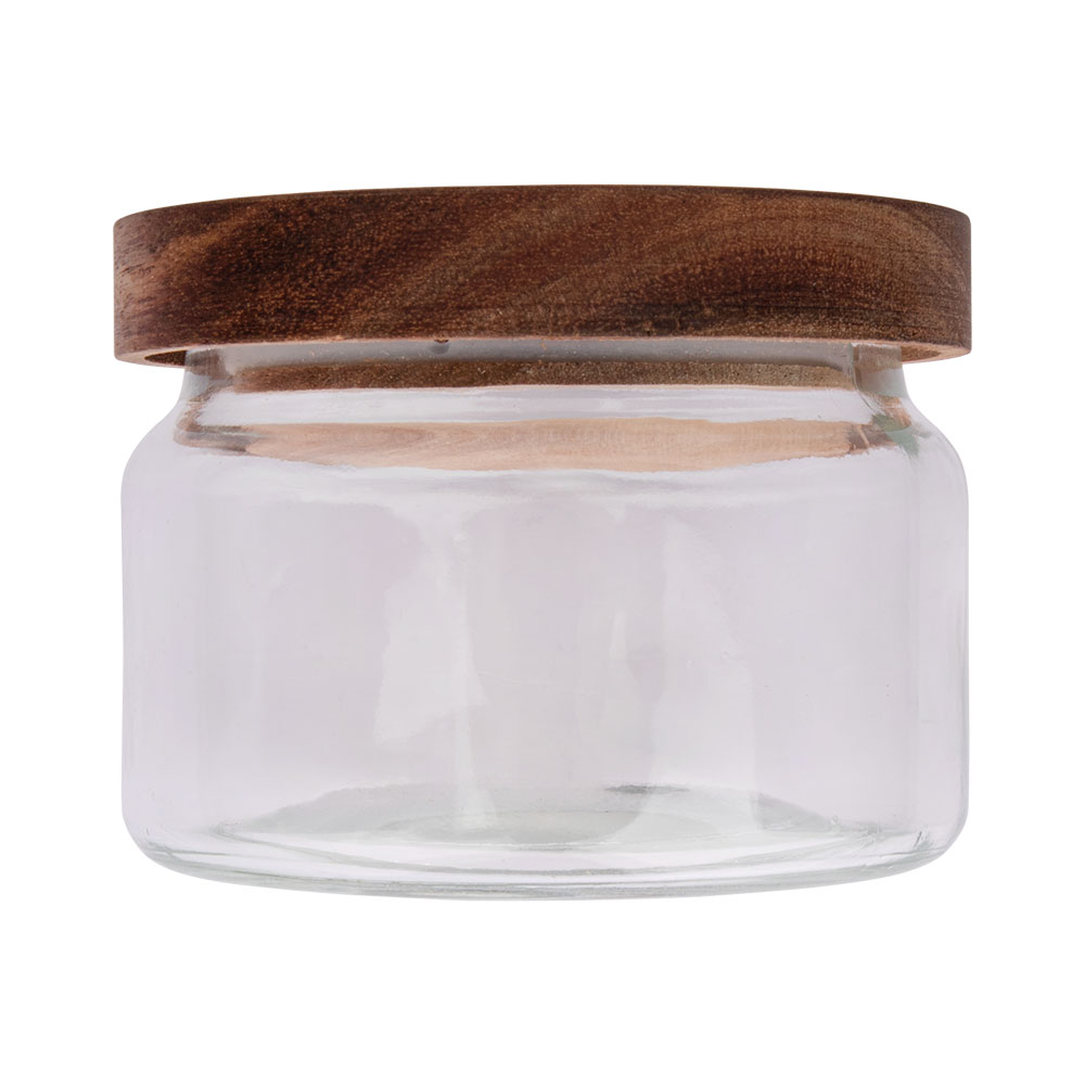 CK6281 - POTE 350ML VIDRO E MADEIRA 9,6CM X 9,6CM X 8CM