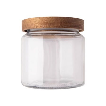 CK6282 - POTE 500ML VIDRO E MADEIRA 9,6CM X 9,6CM X 10CM