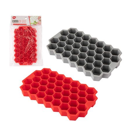 CK6304 - FORMA GELO HEXÁGONO SILICONE 20,5CM X 11,5CM X 2,3CM