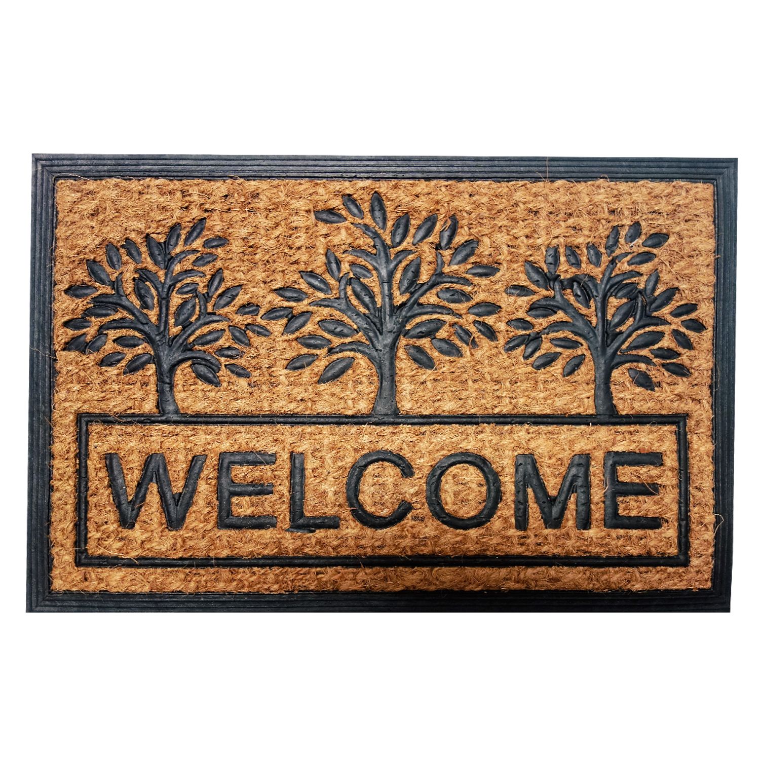 CK6324 - TAPETE CAPACHO WELCOME BORRACHA E FIBRA DE COCO 40CM X 60CM X 7MM