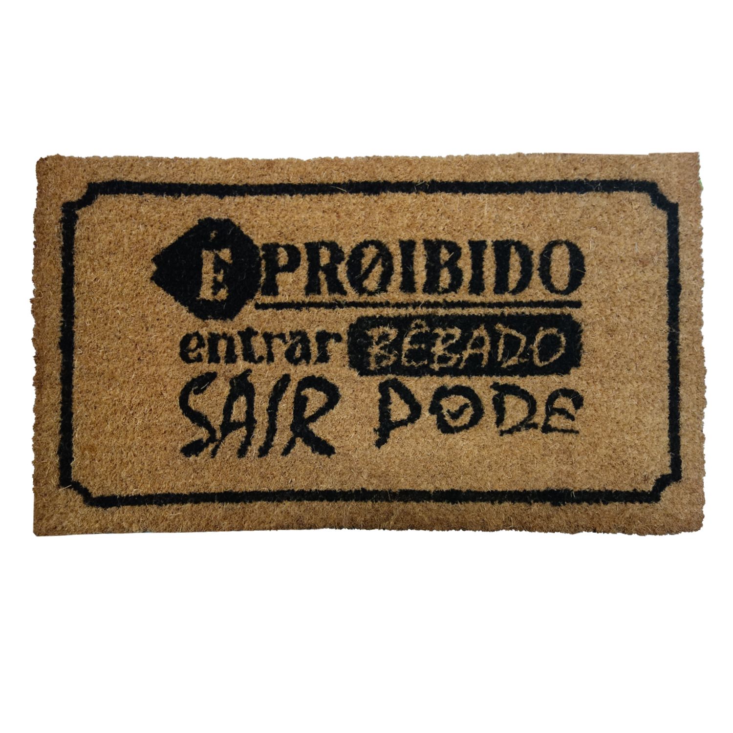 CK6325 - TAPETE CAPACHO PROIBIDO BORRACHA E FIBRA DE COCO 33CM X 60CM X 15MM