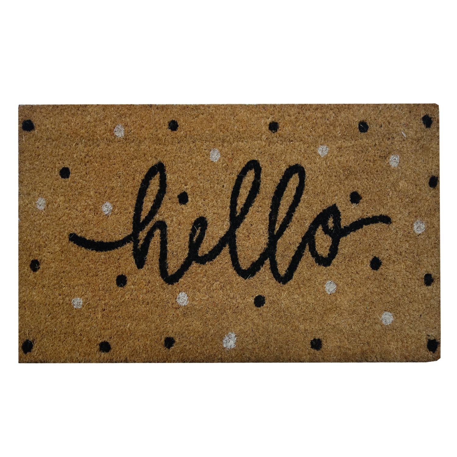 CK6327 - TAPETE CAPACHO HELLO BORRACHA E FIBRA DE COCO 33CM X 60CM X 15MM