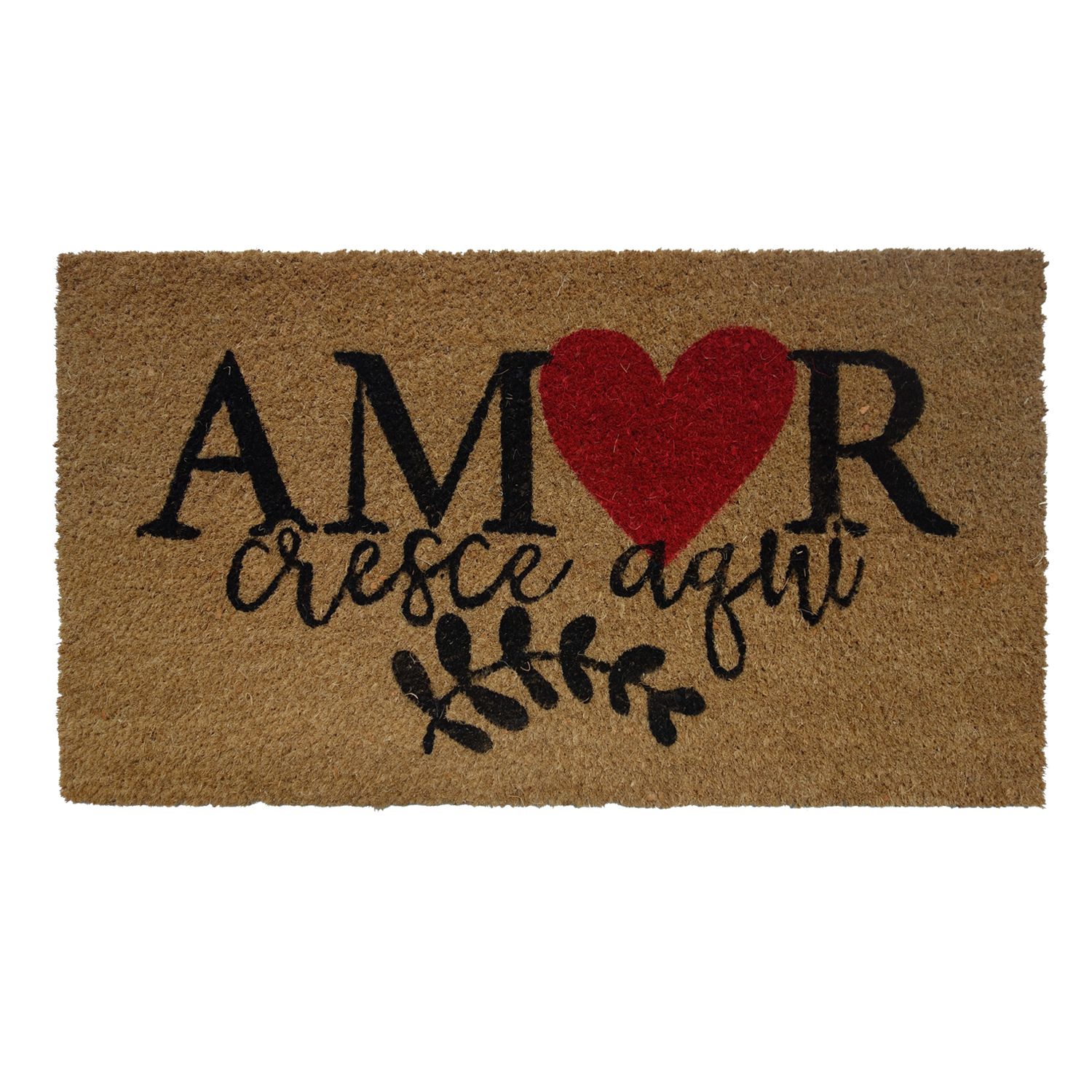 CK6330 - TAPETE CAPACHO AMOR BORRACHA E FIBRA DE COCO 33CM X 60CM X 15MM