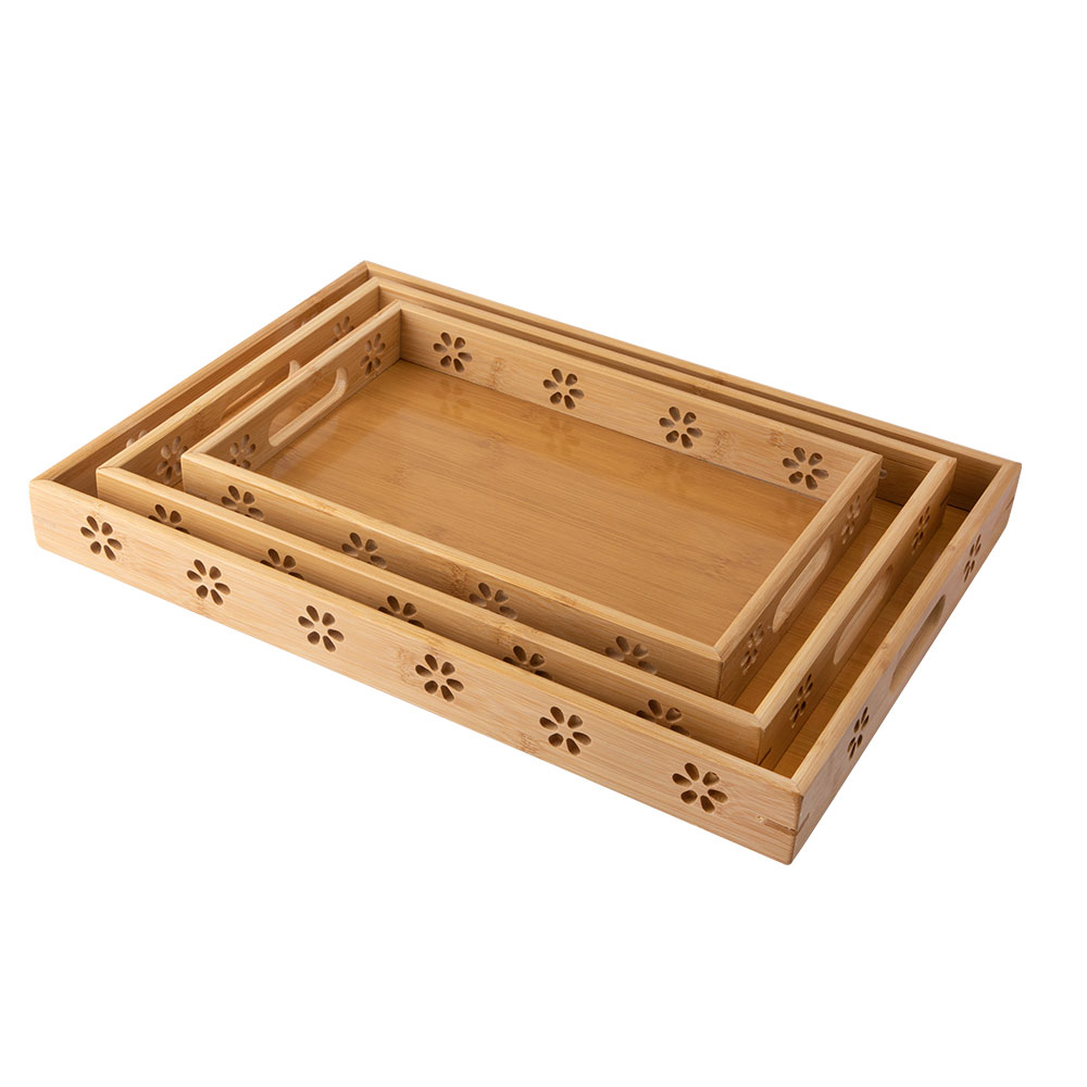 CK6344 - KIT 3PCS BANDEJA BAMBU E MDF 46CM X 33CM X 4,5CM