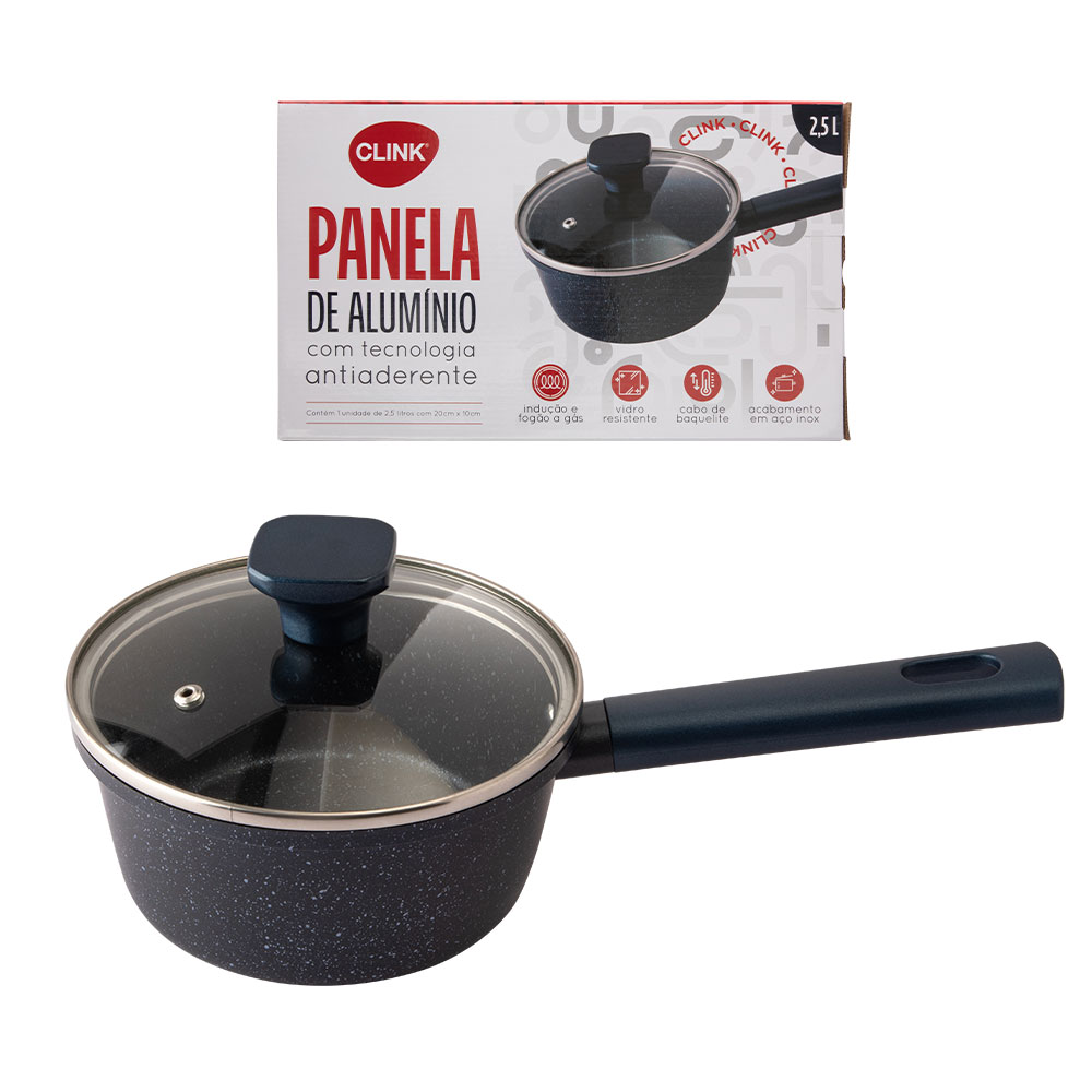 CK6393 - PANELA DE INDUÇÃO 2500ML ROYAL ALUMÍNIO, VIDRO E BAQUELITE 20CM X 10CM