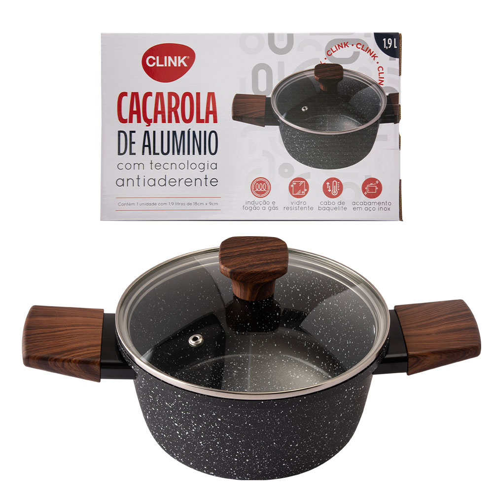 CK6407 - CAÇAROLA DE INDUÇÃO 4000ML CARVALHO ALUMÍNIO, VIDRO E BAQUELITE 24CM X 10,8CM