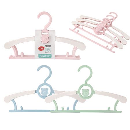 CK6443 - KIT 3PCS CABIDE URSO PLÁSTICO PP 28CM X 16,3CM