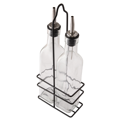 CK6558 - GALHETEIRO COM SUPORTE 250ML METAL E VIDRO 11CM X 5,8CM X 18,5CM