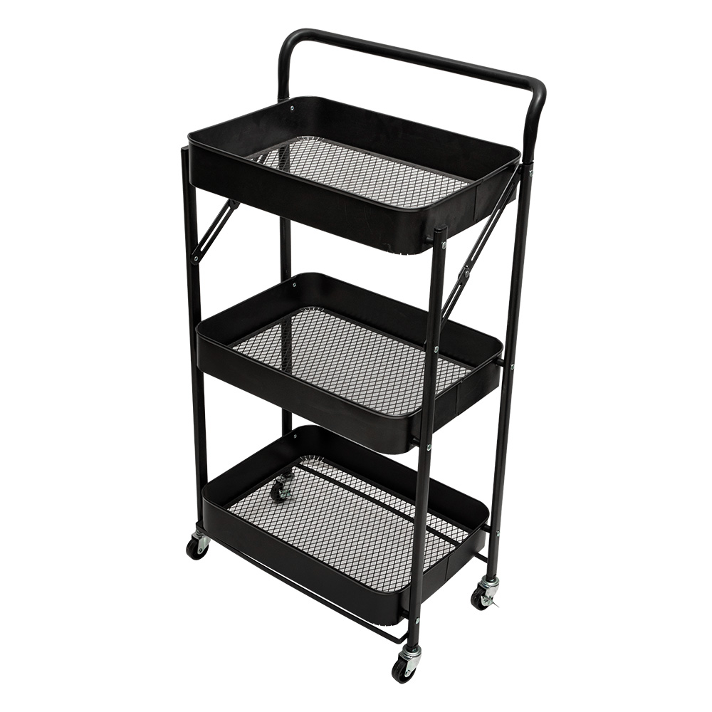 CK6752 - ORGANIZADOR 3 ANDARES RODAS PRETO FERRO E PLÁSTICO PP 40CM X 29CM X 88CM