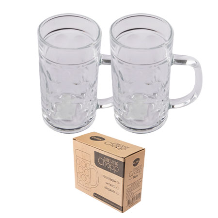 CK6779 - KIT 2 PCS CANECA CERVEJA 570ML VIDRO 8,3CM X 8,3CM X 15,5CM