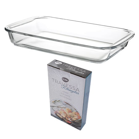 CK6783 - TRAVESSA RETANGULAR 1000ML VIDRO 26CM X 13,5CM X 4,7CM