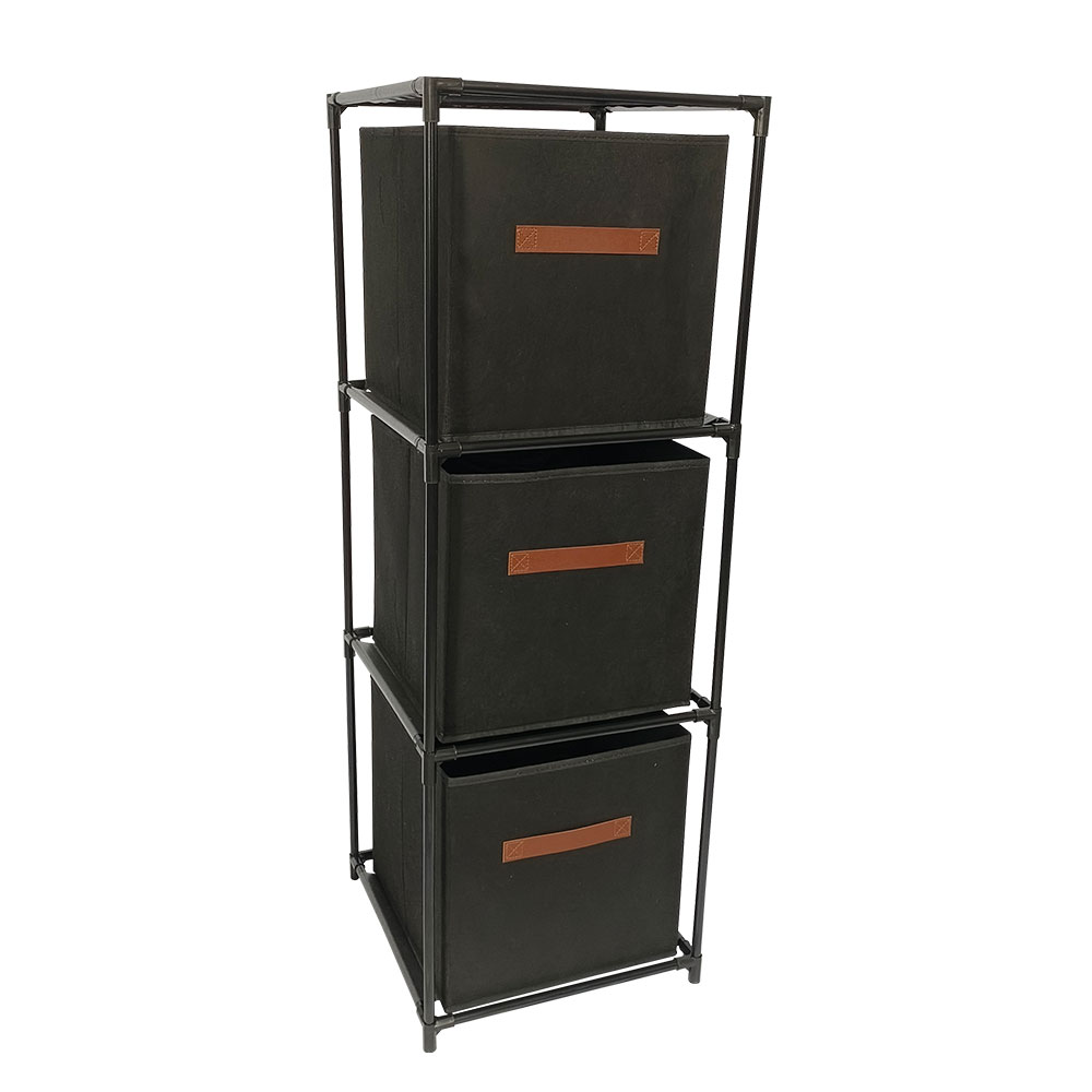 CK6896 - ORGANIZADOR 3 ANDARES TNT E FERRO 35CM X 35CM X 102CM