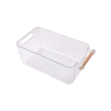 CK6916 - ORGANIZADOR 2,4 LITROS PLÁSTICO PET E MADEIRA 31CM X 17CM X 11,5CM