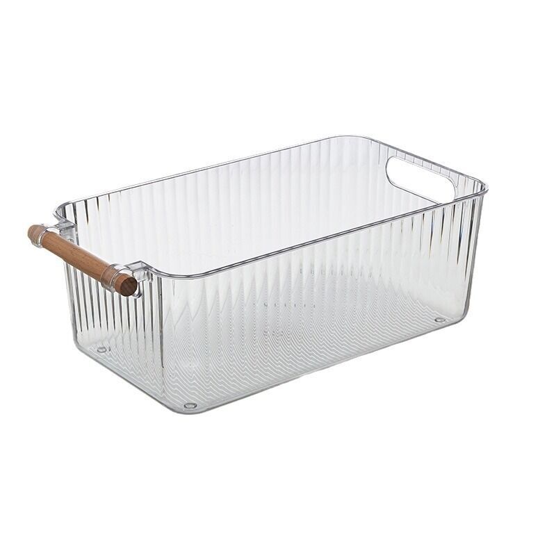 CK6917 - ORGANIZADOR 2,8 LITROS PLÁSTICO PET E MADEIRA 34CM X 18CM X 12CM