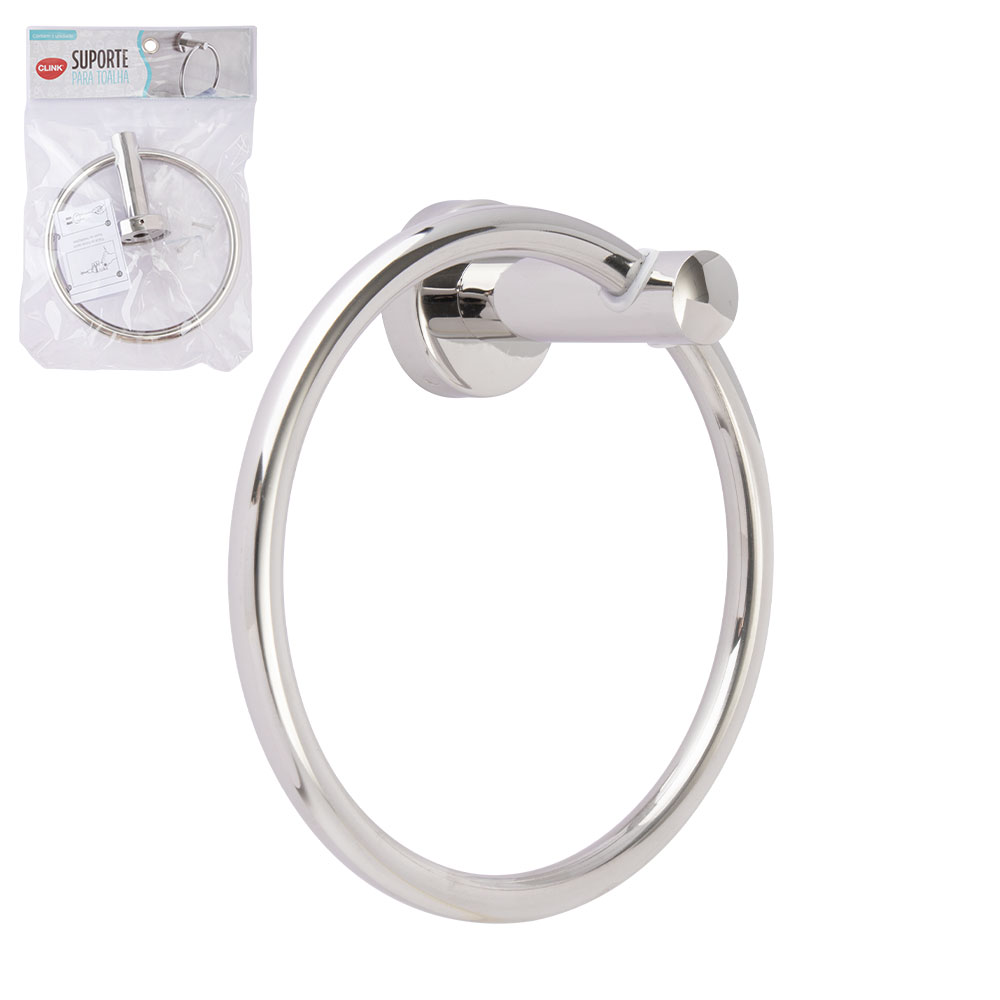 CK6969 - SUPORTE TOALHA CIRCULAR  AÇO INOX 16,5CM X 16,5CM X 9CM