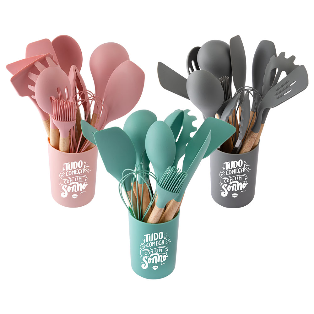 CK6991 - KIT 12PCS UTENSÍLIOS SILICONE 10,5CM X 10,5CM X 14,5CM