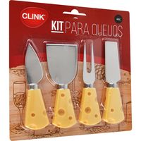 CK4578 - CONJ FACAS QUEIJO 4 PECAS INOX PLASTICO 12CM