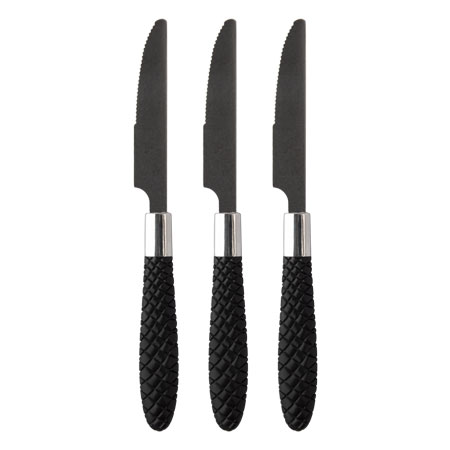 CK5781 - KIT 3 PCS FACA DE CHURRASCO LONDON AÇO INOX E CABO DE PLÁSTICO 20,9CM X 1,7CM X 0,12CM