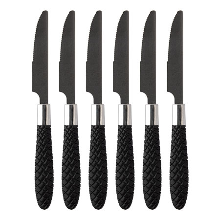 CK5785 - KIT 6 PCS FACA DE CHURRASCO LONDON AÇO INOX E CABO DE PLÁSTICO 20,9CM X 1,7CM X 0,12CM