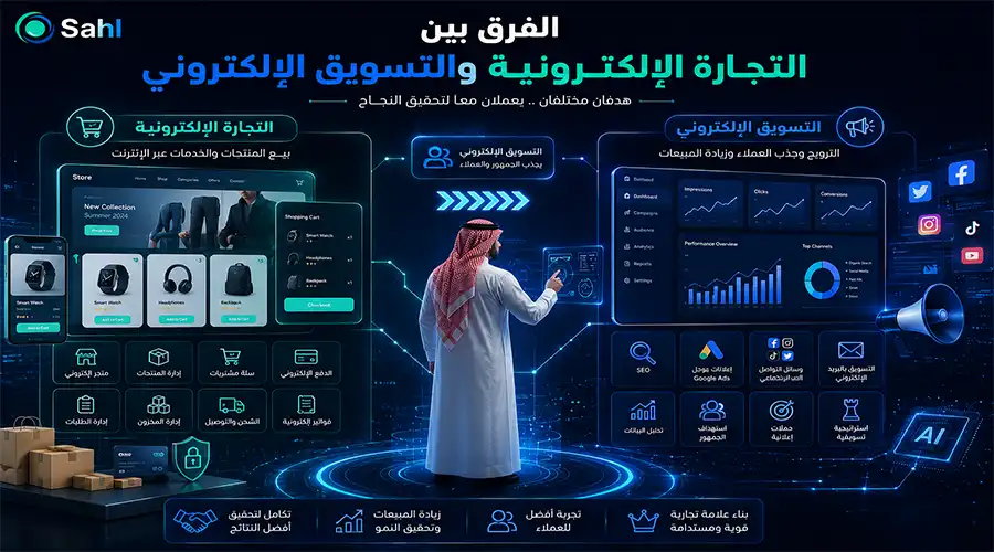 الفرق بين التجارة الالكترونية والتسويق الالكتروني
