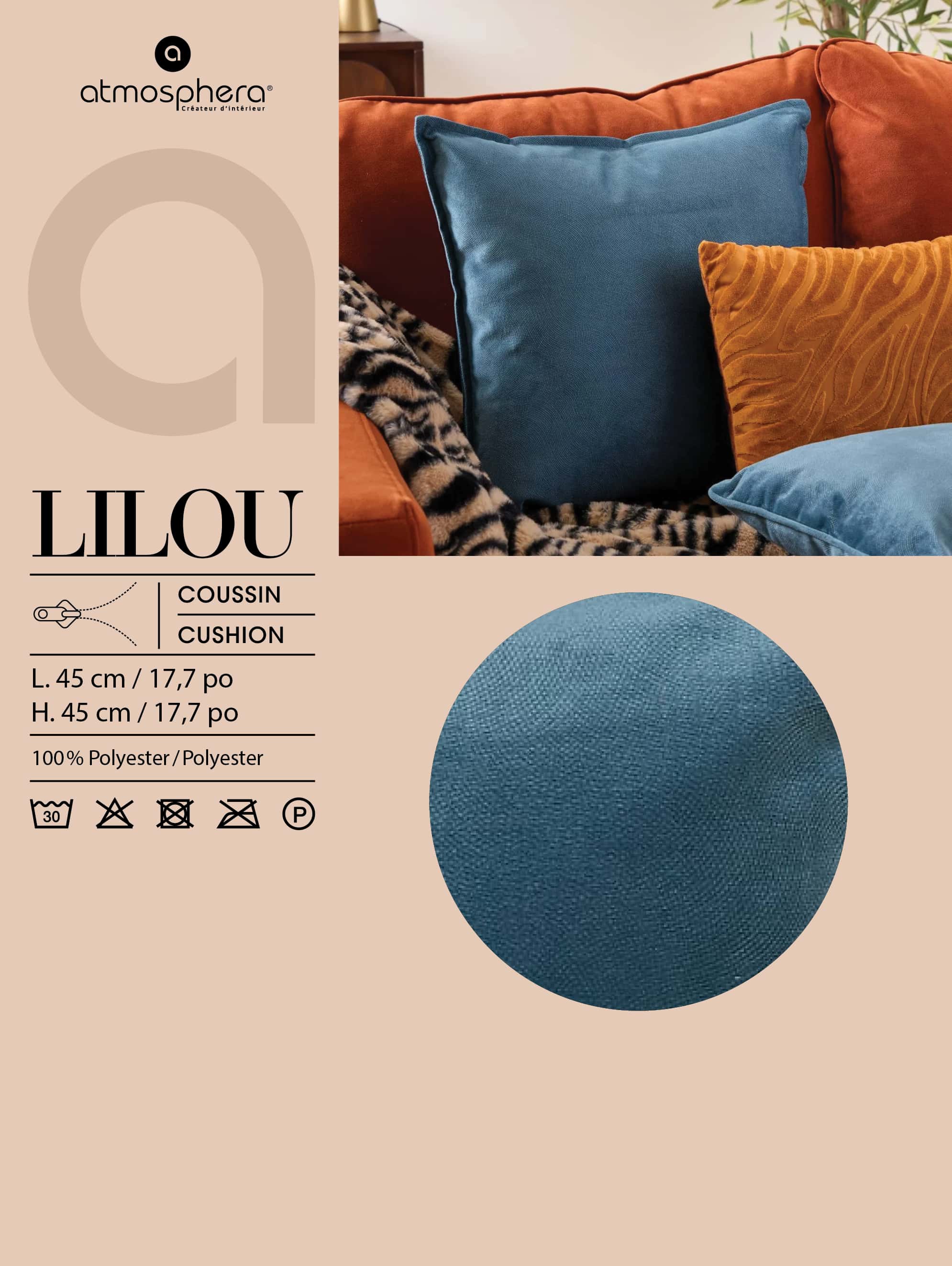Coussin LILOU carré 18 po