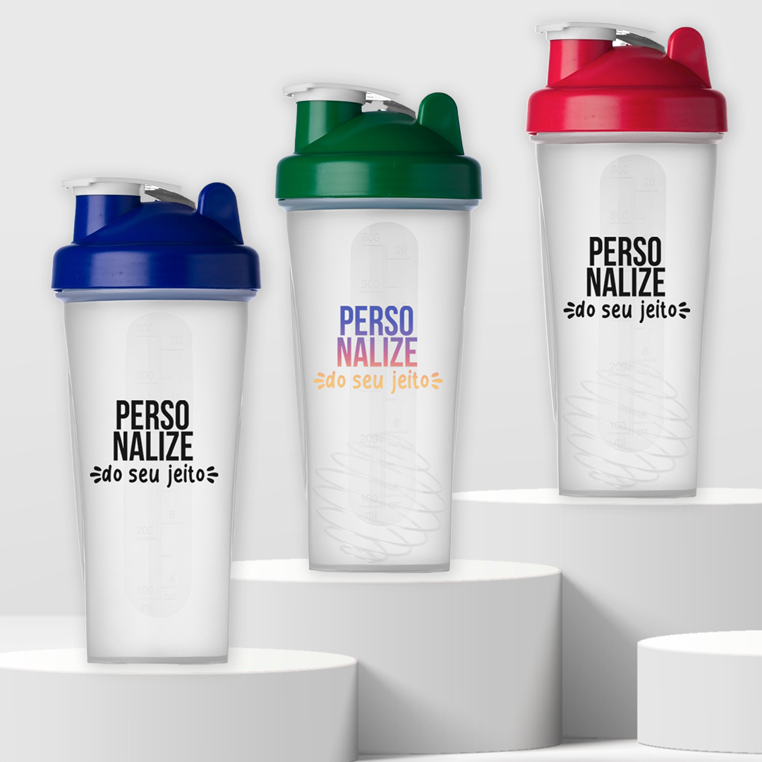 Coqueteleira de plástico para shake com misturador personalizada 600 ml