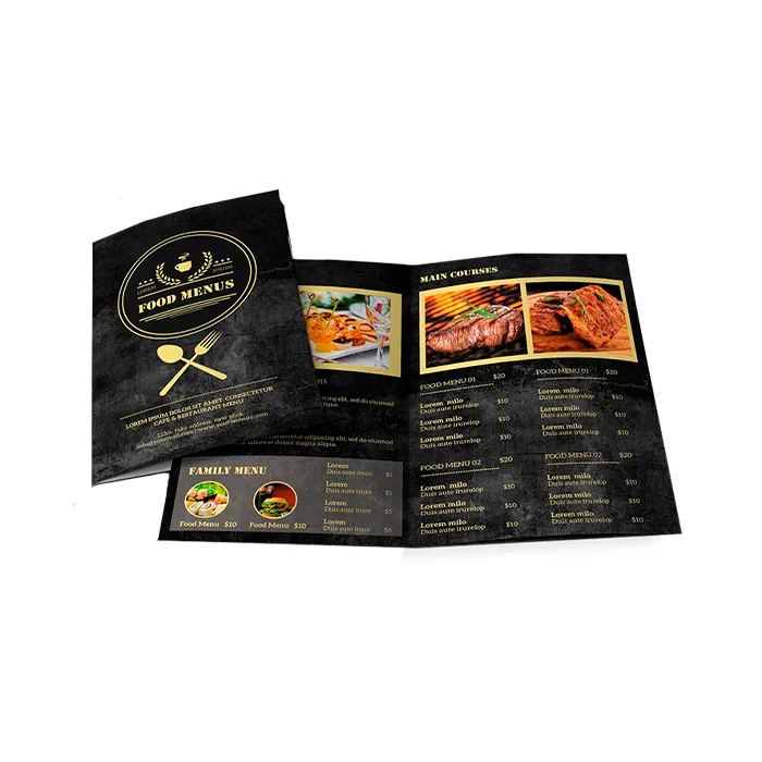 Cardápio personalizado frente e verso com dobra premium 29,7 x 42 cm