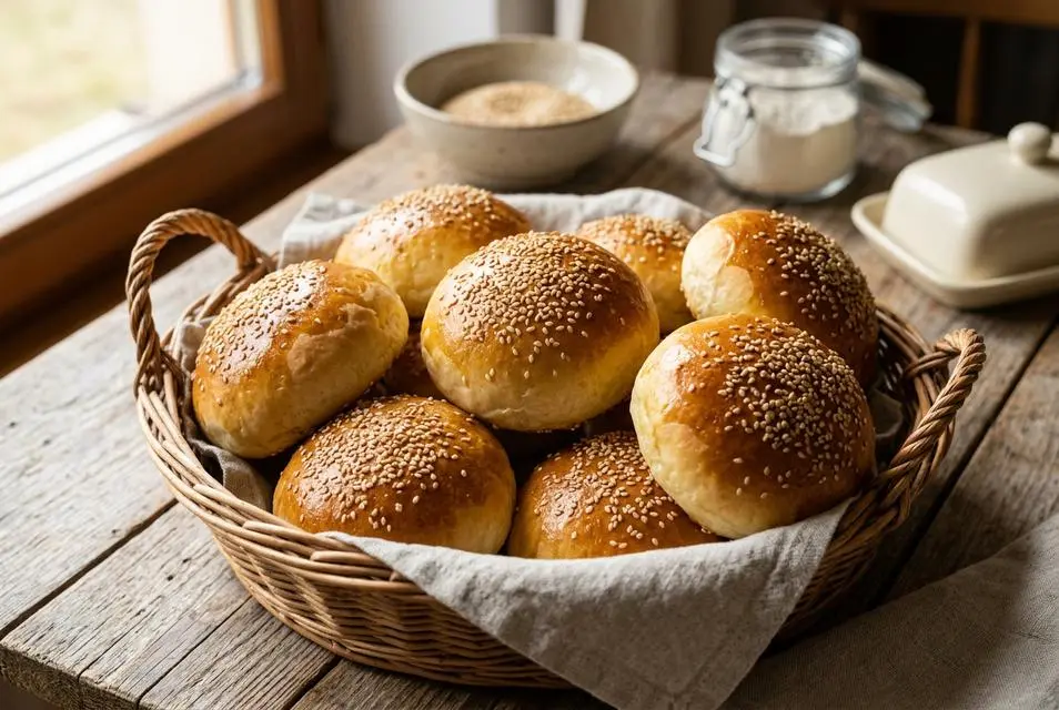 Domáce hamburgerové žemle (z domácej pekárne)