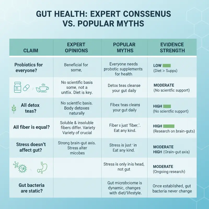 Expert opinions vs popular myths on gut health table