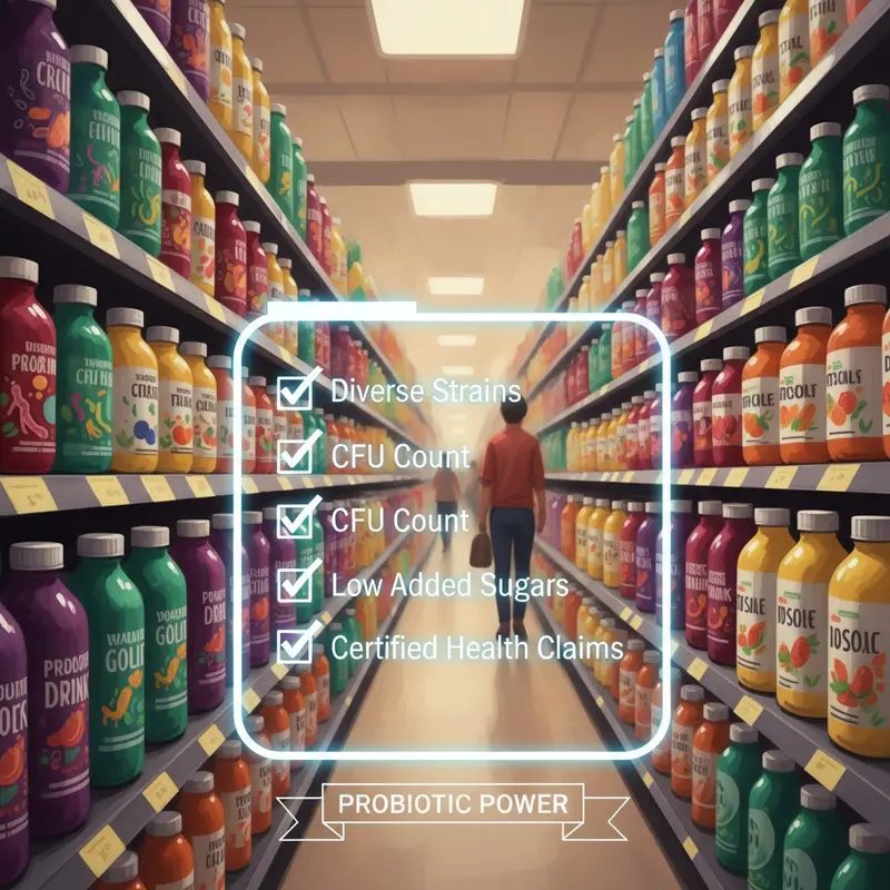 Checklist of tips for selecting probiotic drinks