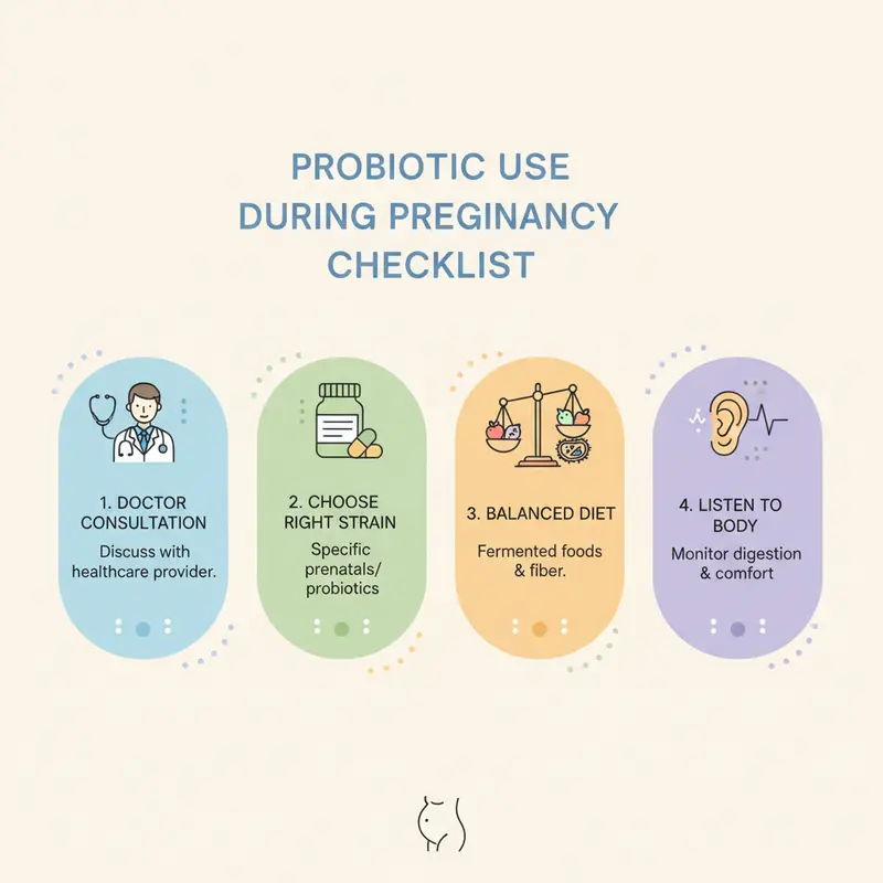 Checklist with pregnancy and probiotic icons