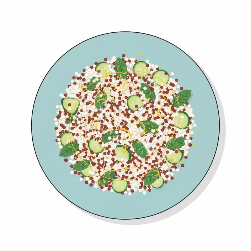 Fresh quinoa salad with cucumber and mint