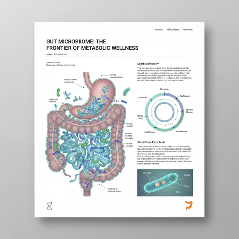 Scientific journal and gut health illustration