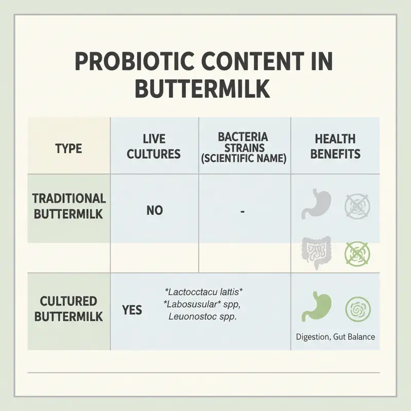 Table comparing probiotic content in buttermilk types