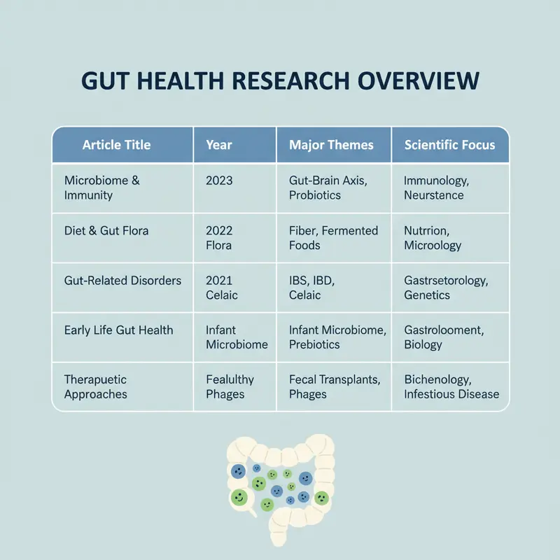 Table of gut health article themes