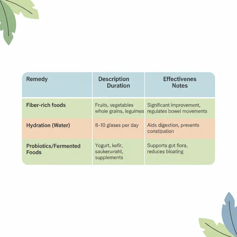 Table of home remedies for gut health
