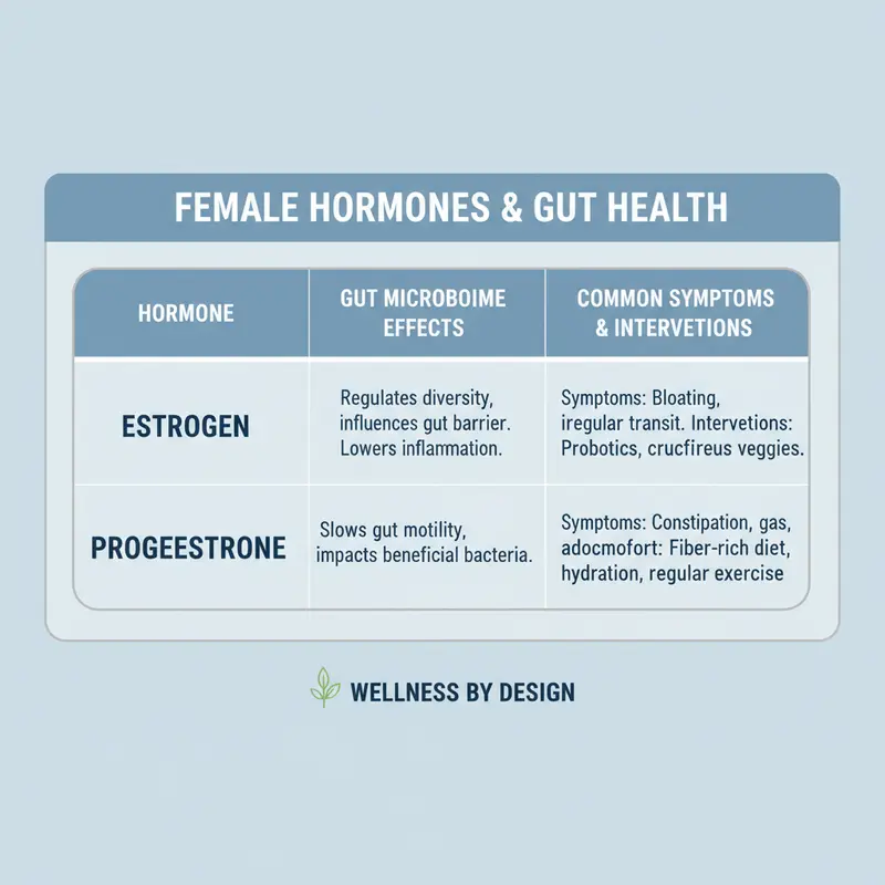 Table showing hormone effects on gut health