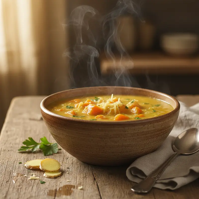 Warm bowl of ginger-carrot soup