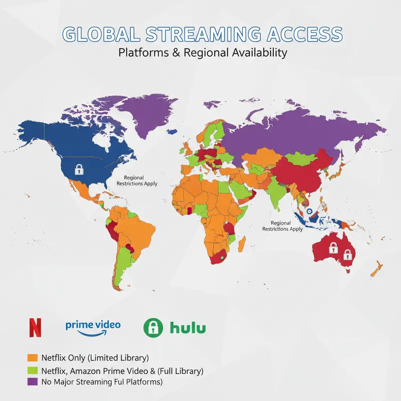 World map highlighting regions with streaming restrictions