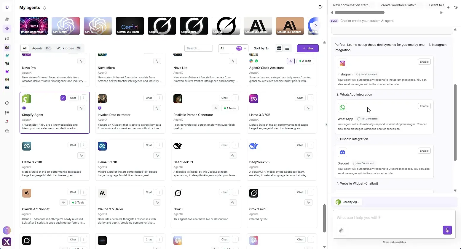 Ai agent Instagram, whatsapp and discord integration
