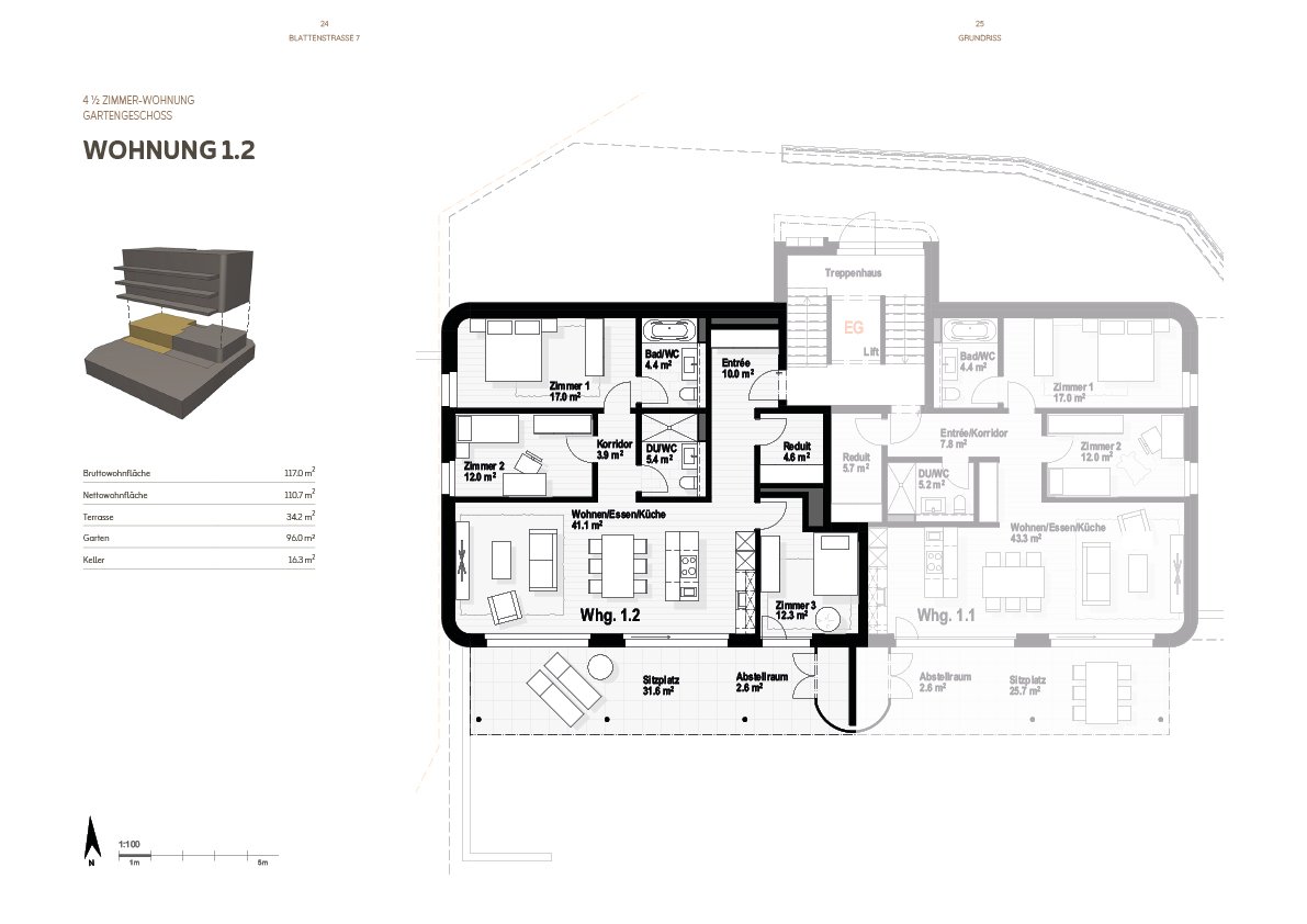 4½-ROOM GARDEN APARTMENT - SUNNY, QUIET AND CENTRALLY LOCATED – pohled 5